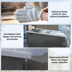 Metallinen pihavarasto puutarhatyökaluille, verzinkattu teräs, 260 x 177 x 190 cm, tummanharmaa