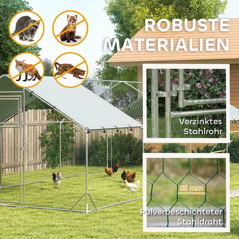 Kanojen ulkoaitaus teräsrungolla ja UV-suojatulla katteella 300 x 800 cm 24–30 kanalle