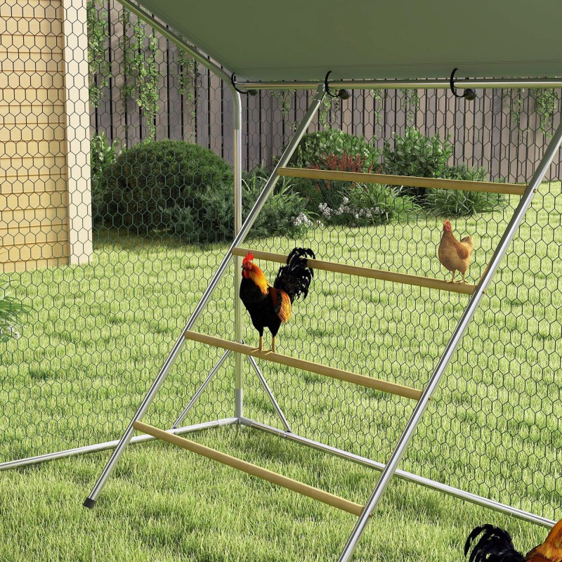 Kanojen ulkoaitaus teräsrungolla ja UV-suojatulla katteella 300 x 800 cm 24–30 kanalle