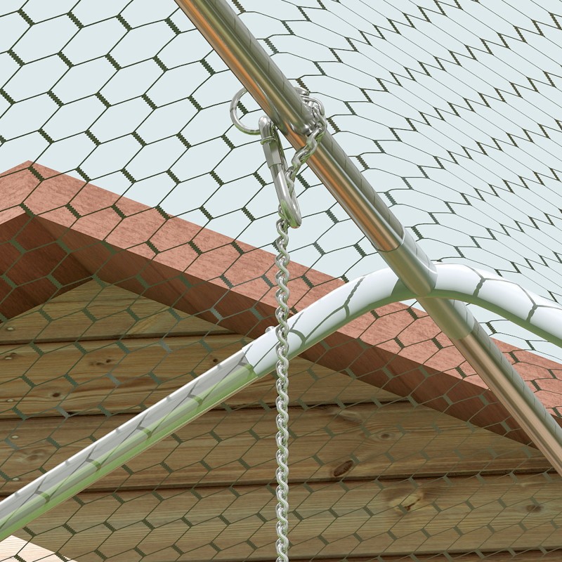 Kanojen ulkoaitaus teräsrungolla ja UV-suojatulla katteella 300 x 800 cm 24–30 kanalle