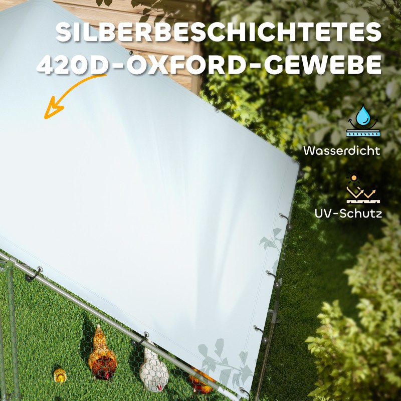 Kanatarha 5–8 kanalle, galvanoitu teräs, kattosuoja, 5,1 m², 300 x 170 x 190 cm, hopea