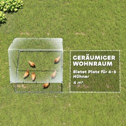 Kanojen ulkotarha sinkitty teräs 2x2x2 m kattosuojalla hopea