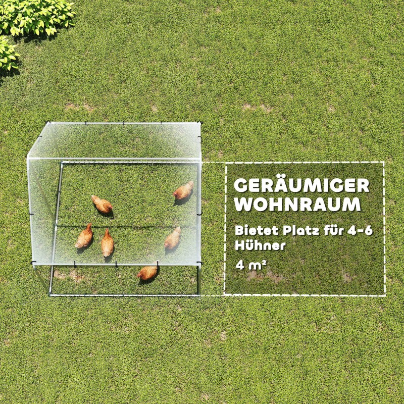 Kanojen ulkotarha sinkitty teräs 2x2x2 m kattosuojalla hopea