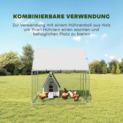 Kanojen ulkotarha sinkitty teräs 2x2x2 m kattosuojalla hopea