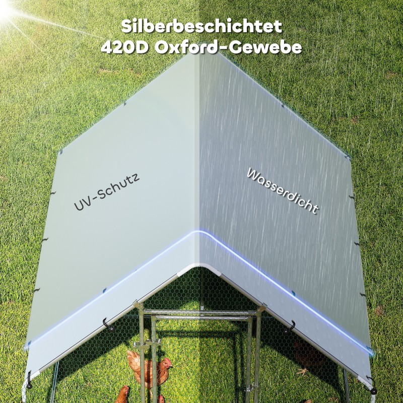 Kanojen ulkotarha sinkitty teräs 2x2x2 m kattosuojalla hopea