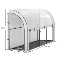 Seinustakasvihuone muovi ja teräs 300 x 80 x 157 cm valkoinen