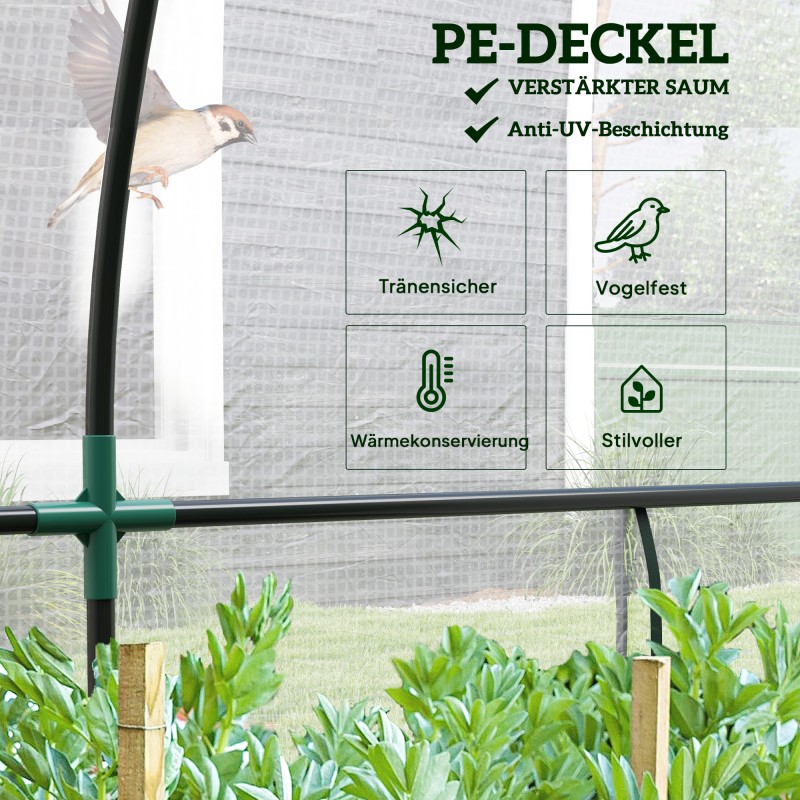 Seinää vasten asennettava kasvihuone muovipeitteellä 200 x 80 x 157 cm valkoinen