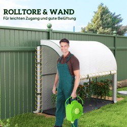 Seinää vasten asennettava kasvihuone muovipeitteellä 200 x 80 x 157 cm valkoinen