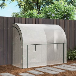 Seinää vasten asennettava kasvihuone muovipeitteellä 200 x 80 x 157 cm valkoinen