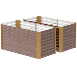 Viljelylaatikko 2 kpl metallinen korkeaa mallia 120 x 60 x 60 cm ruskea