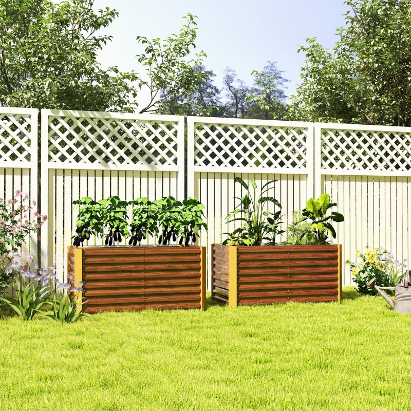 Viljelylaatikko 2 kpl, metallinen korkeaa mallia, 120 x 60 x 60 cm, ruskea