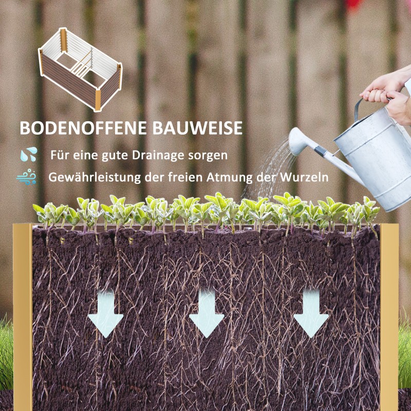 Viljelylaatikko 2 kpl, metallinen korkeaa mallia, 120 x 60 x 60 cm, ruskea