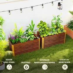 Viljelylaatikko 2 kpl, metallinen korkeaa mallia, 120 x 60 x 60 cm, ruskea