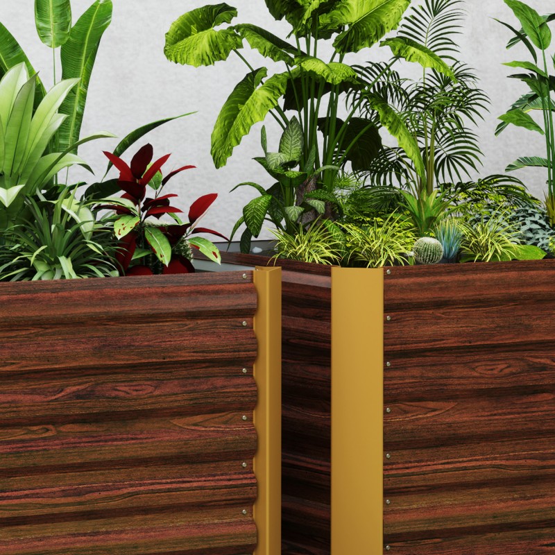 Viljelylaatikko 2 kpl, metallinen korkeaa mallia, 120 x 60 x 60 cm, ruskea