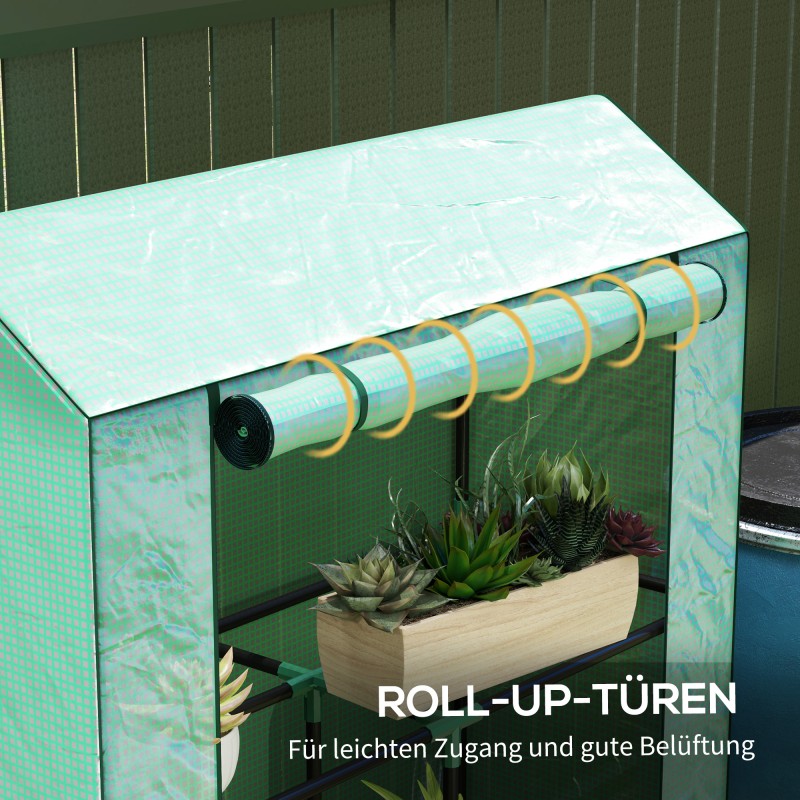 Kasvihuone 3-tasoinen teräsrunkoinen UV-suojattu muovikate 100 x 40 x 150 cm vihreä