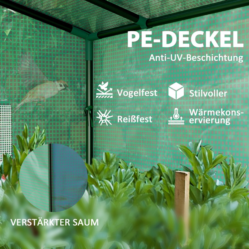 Minikasvihuone seinän viereen, teräsrunko ja UV-suojattu muovipeite, 200 x 76 x 170 cm, vihreä