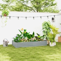 Teräksinen viljelylaatikko ulkokäyttöön 180 x 90 x 30 cm 459 l, säänkestävä, hopea