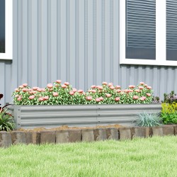 Teräksinen viljelylaatikko ulkokäyttöön 180 x 90 x 30 cm 459 l, säänkestävä, hopea