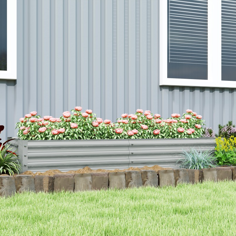 Teräksinen viljelylaatikko ulkokäyttöön 180 x 90 x 30 cm 459 l, säänkestävä, hopea