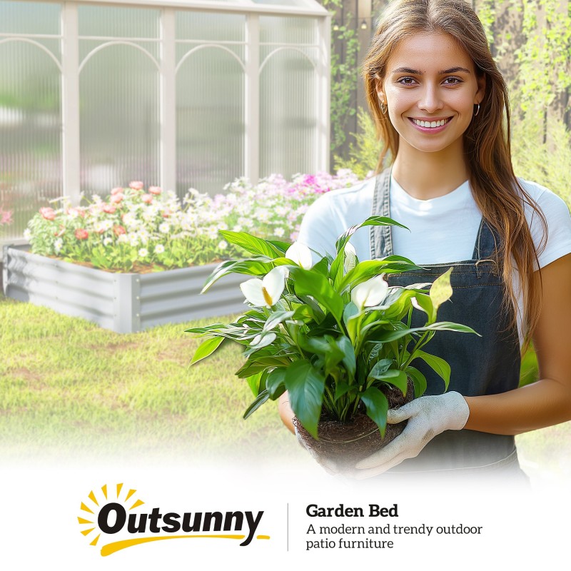 Teräksinen viljelylaatikko ulkokäyttöön 240 x 120 x 30 cm, galvanoitu, hopea