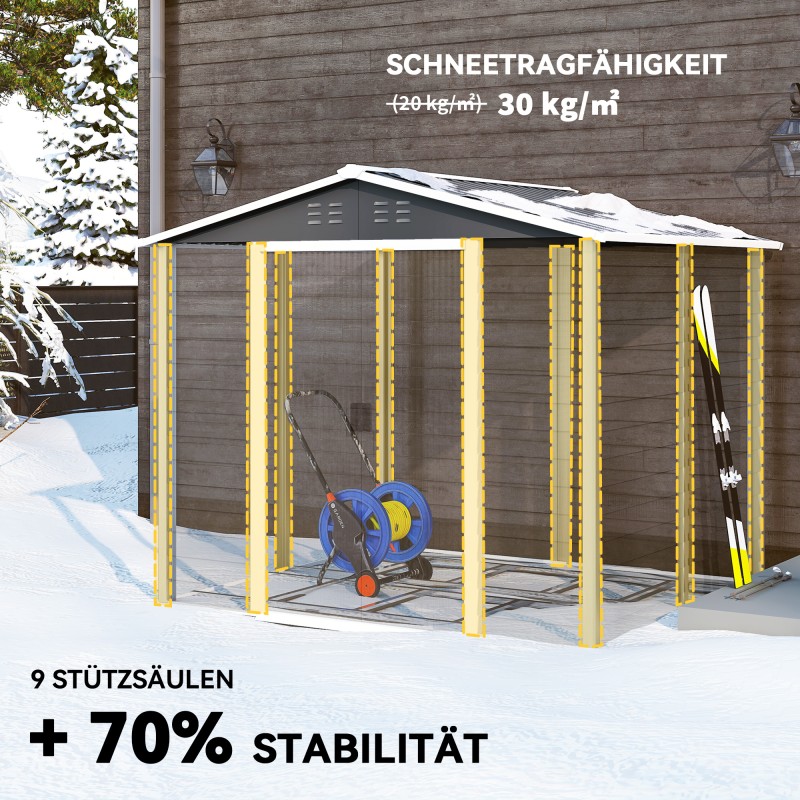 Metallinen pihavaja, galvanoitu teräs, 240 x 206 x 198 cm, lukittava, tummanharmaa