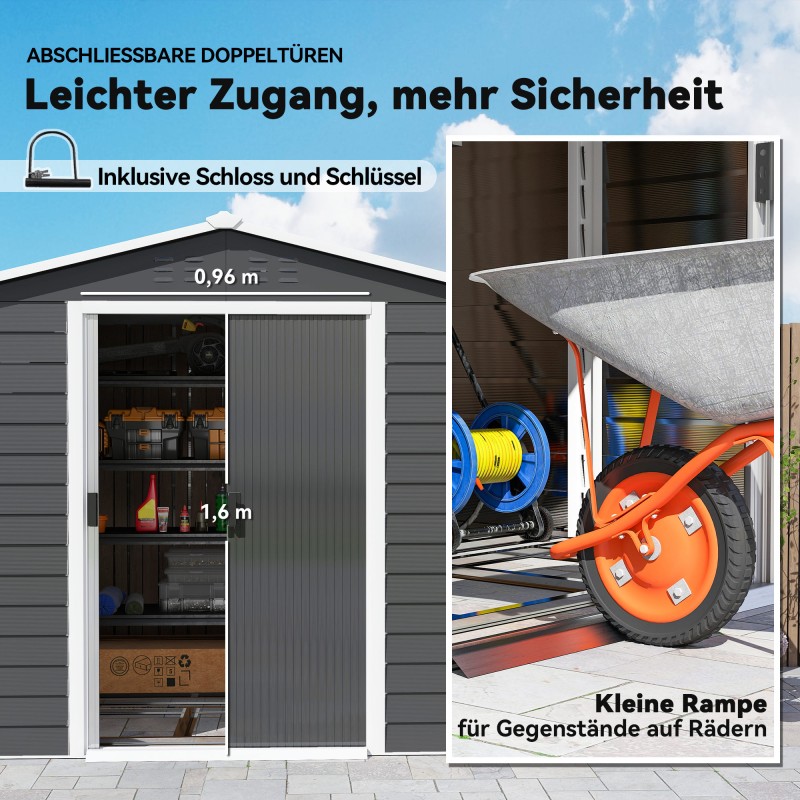 Metallinen pihavaja, galvanoitu teräs, 240 x 206 x 198 cm, lukittava, tummanharmaa