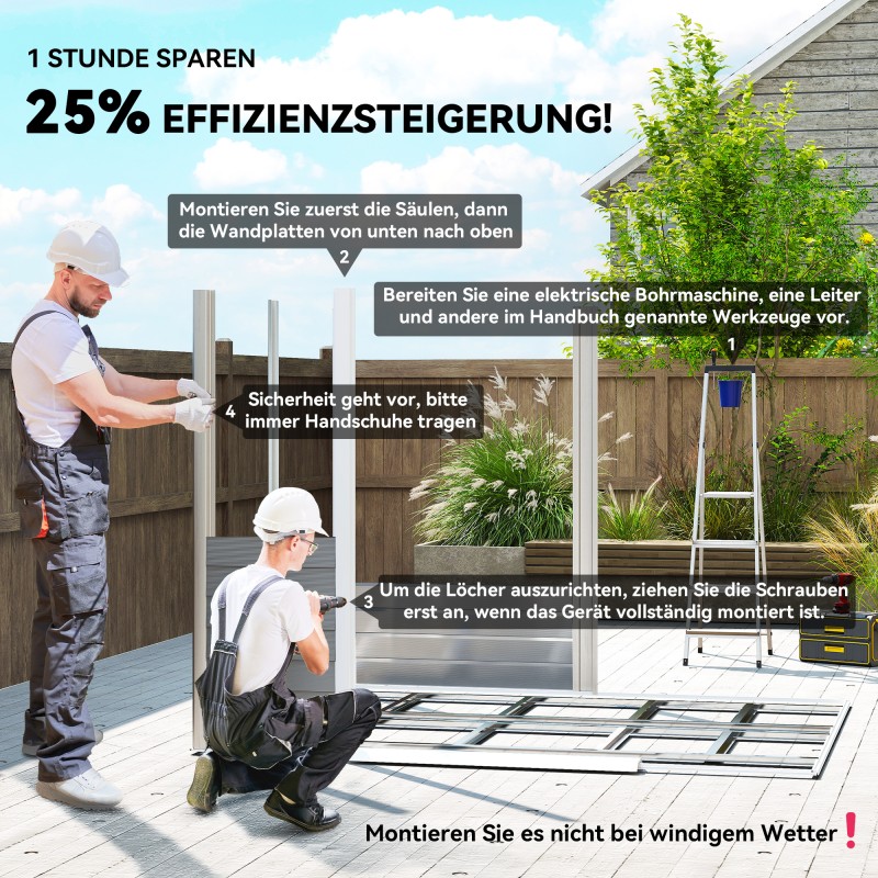 Metallinen pihavarasto, galvanoitu teräs, 240 x 206 x 198 cm, vaaleanharmaa, lukittava