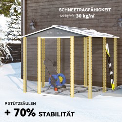 Metallinen pihavarasto, galvanoitu teräs, 240 x 206 x 198 cm, vaaleanharmaa, lukittava