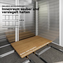 Metallinen pihavarasto, galvanoitu teräs, 240 x 206 x 198 cm, vaaleanharmaa, lukittava