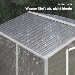 Metallinen pihavarasto, galvanoitu teräs, 240 x 206 x 198 cm, vaaleanharmaa, lukittava