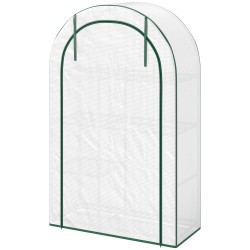 Mini kasvihuone 4 tasoa teräsrungolla ja muovipeitteellä 100 x 45 x 160 cm valkoinen