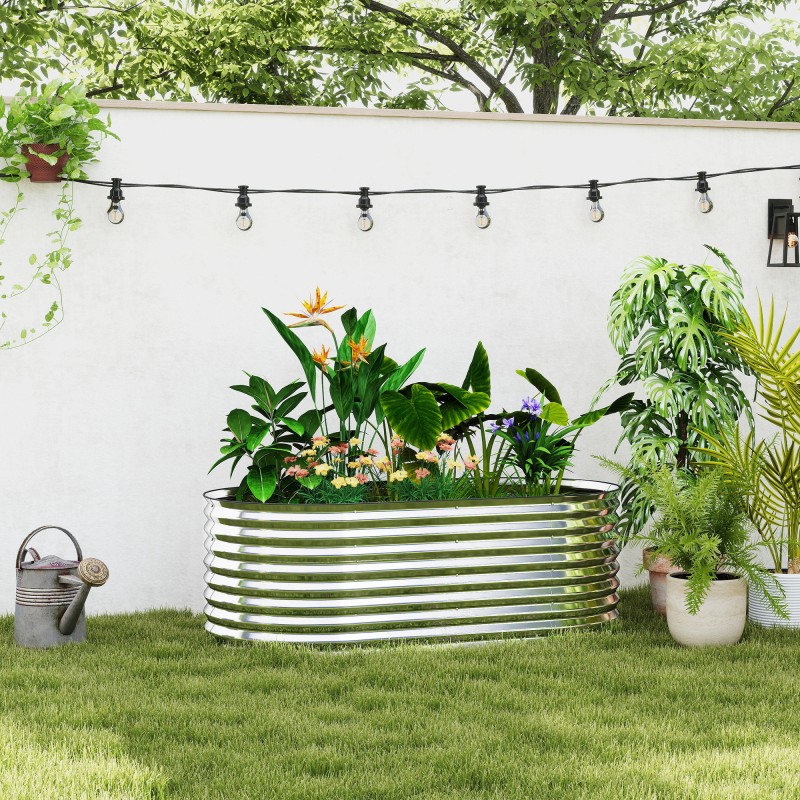 Metallinen viljelylaatikko / kukkalaatikko, pohjaton, sinkitty teräs 160 x 80 x 56 cm, 703 L, harmaa