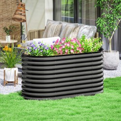 Metallinen korotettu istutusallas puutarhaan, galvanoitu teräs, 160 x 80 x 80 cm, 1005 l, tummanharmaa