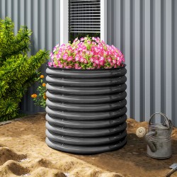 Metallinen korotettu istutusallas puutarhaan, galvanoitu teräs, 160 x 80 x 80 cm, 1005 l, tummanharmaa