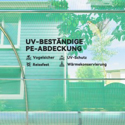 Puutarhakasvihuone teräsrungolla ja varjostusverkolla 3 x 2 x 2 m vihreä