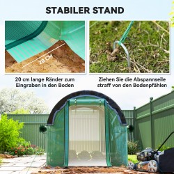 Puutarhakasvihuone teräsrungolla ja varjostusverkolla 3 x 2 x 2 m vihreä