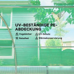 Kasvutunneli teräsrungolla ja muovipeitteellä 4 x 3 x 2 m, varjoverkko, vihreä