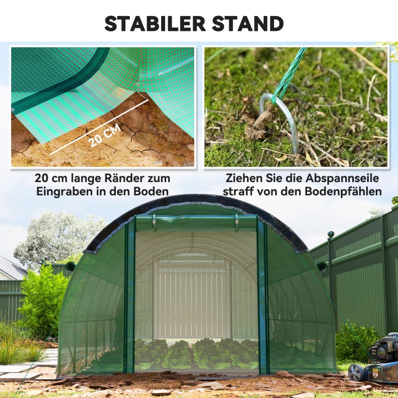 Tunnelikasvihuone varjoverkolla muovi ja galvanoitu teräs 6 x 3 x 2 m vihreä