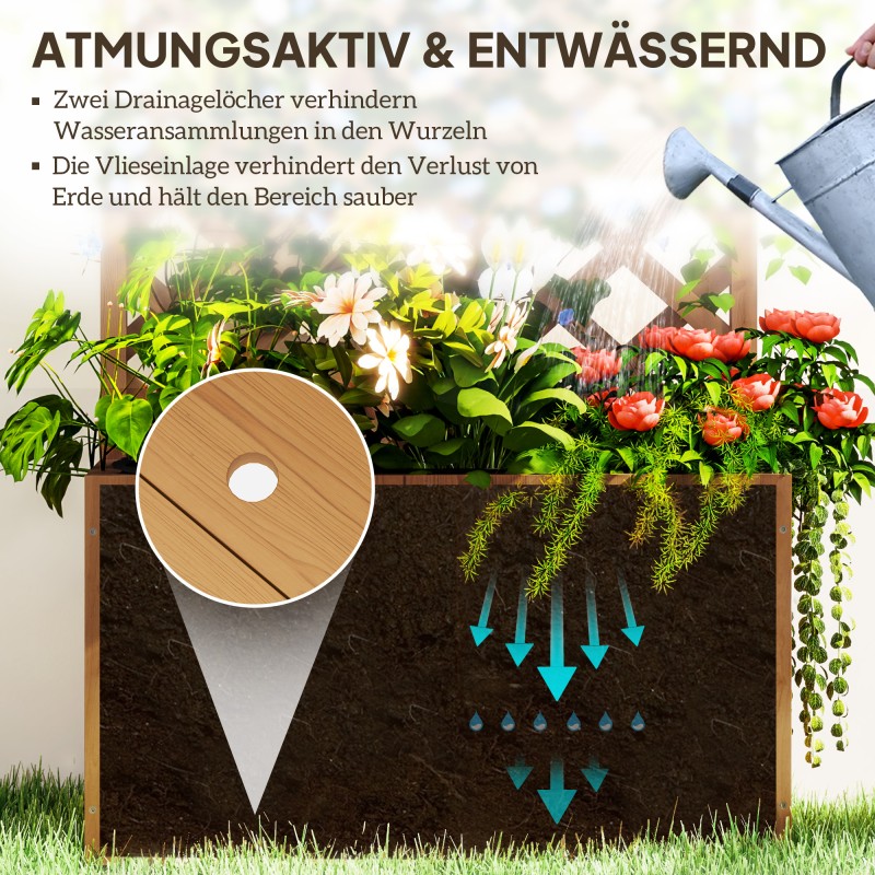 Puinen viljelylaatikko köynnöstelineellä 64 x 33 x 122 cm luonnonpuu ulkokäyttöön