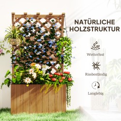 Puinen viljelylaatikko köynnöstelineellä 64 x 33 x 122 cm luonnonpuu ulkokäyttöön