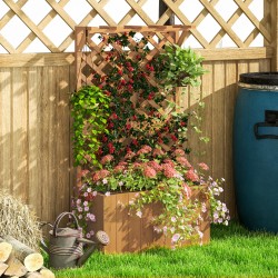 Puinen viljelylaatikko köynnöstelineellä 64 x 33 x 122 cm luonnonpuu ulkokäyttöön