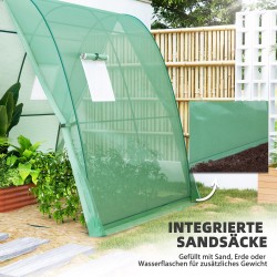 Kaarikasvihuone muovipeitteellä ja verkkoikkunoilla 180 x 180 x 200 cm vihreä