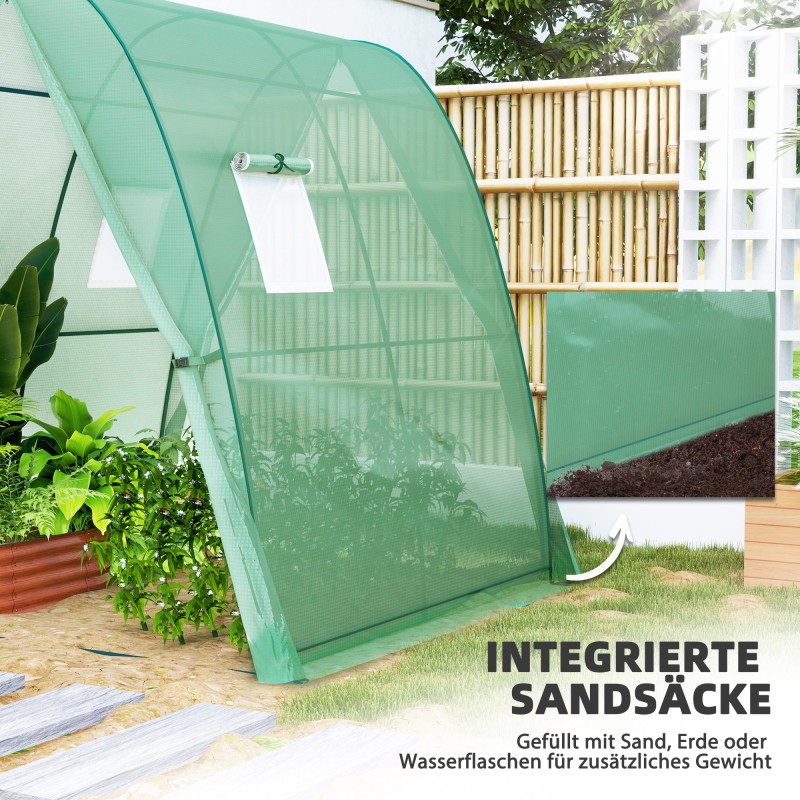 Kaarikasvihuone muovipeitteellä ja verkkoikkunoilla 180 x 180 x 200 cm vihreä