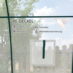 Kaarikasvihuone hiekkasäkkitaskuilla ja muovipeitteellä, 180 x 180 x 200 cm, valkoinen