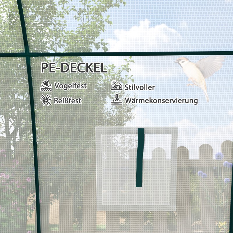 Kaarikasvihuone hiekkasäkkitaskuilla ja muovipeitteellä, 180 x 180 x 200 cm, valkoinen