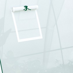 Kaarikasvihuone hiekkasäkkitaskuilla ja muovipeitteellä, 180 x 180 x 200 cm, valkoinen