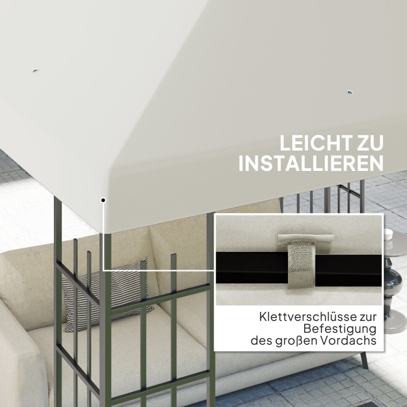 Paviljongin varakatto ulkokäyttöön 600D polyesteri 3 x 3 m vaaleanharmaa UPF30+