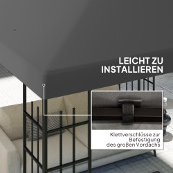 Paviljongin varakatto ulkokäyttöön 3 x 3 m 600D polyesteri tummanharmaa