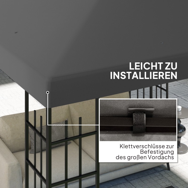 Paviljongin varakatto ulkokäyttöön 3 x 3 m 600D polyesteri tummanharmaa