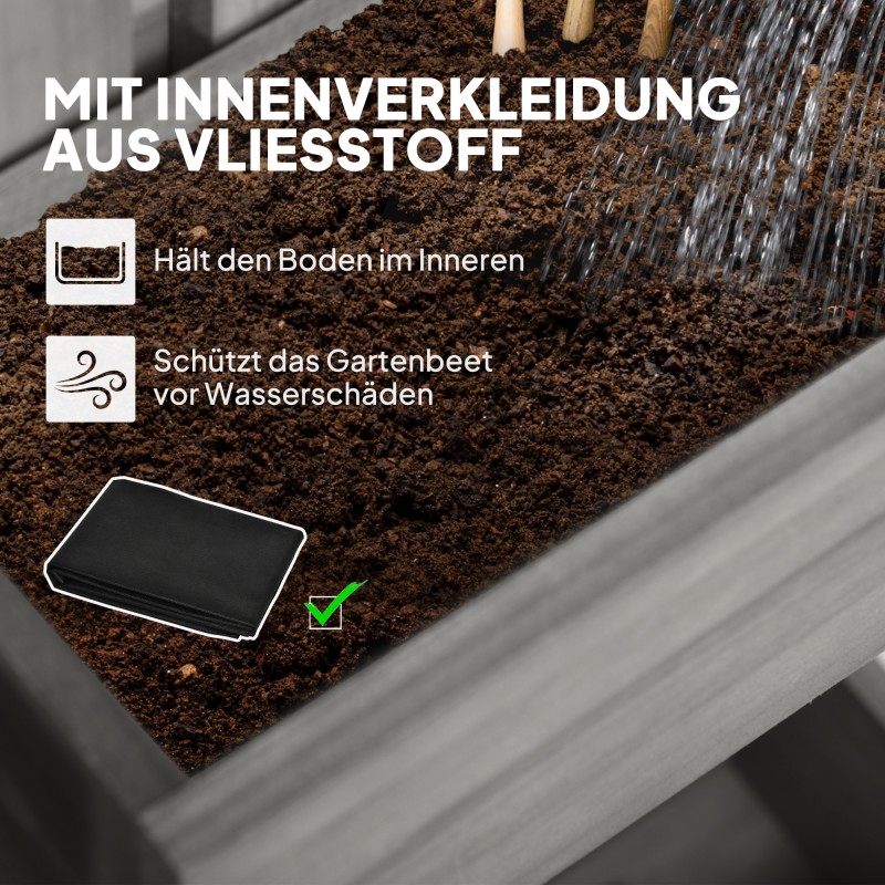 Seinään kiinnitettävä kukkalaatikkosetti ulkokäyttöön, massiivipuuta, 60 x 16 x 80 cm, harmaa